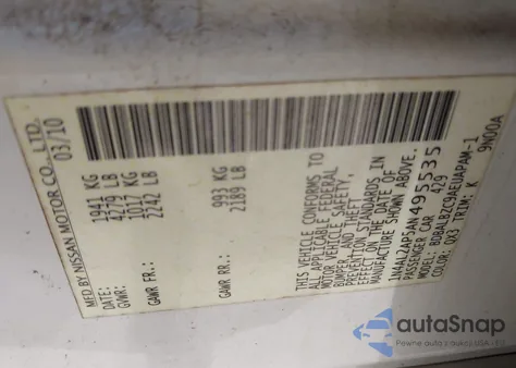 2010 Nissan Altima 2.5 S из США, поврежденный, VIN 1N4AL2AP5AN495535